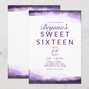 Amethyst Lila Pflaume Moderne Chic Sweet 16 Party Einladung