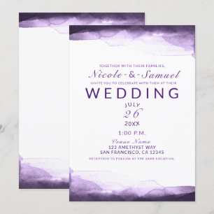 Amethyst Lila Plum Watercolor Moderne Hochzeit Einladung