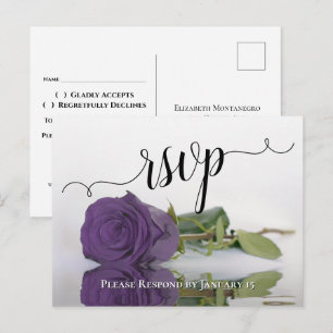 Amethyst Lila Reflection Rose Chic Wedding RSVP Postkarte