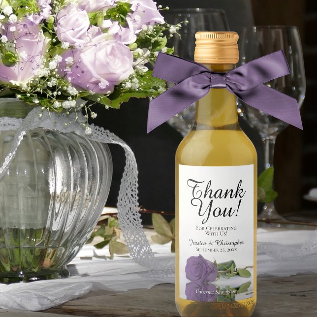 Amethyst Lila Rose Chic Wedding Danke Mini Weinetikett (Von Creator hochgeladen)