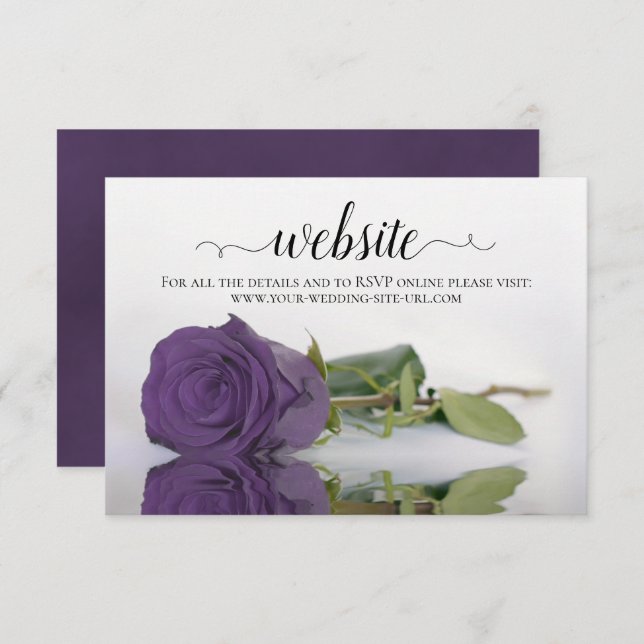 Amethyst Lila Rose Elegant Wedding Website Begleitkarte (Vorne/Hinten)