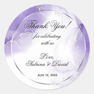 Amethyst Lila Script Silver Custom Runder Aufkleber