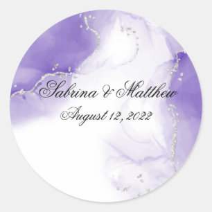 Amethyst Lila Script Silver Runder Aufkleber