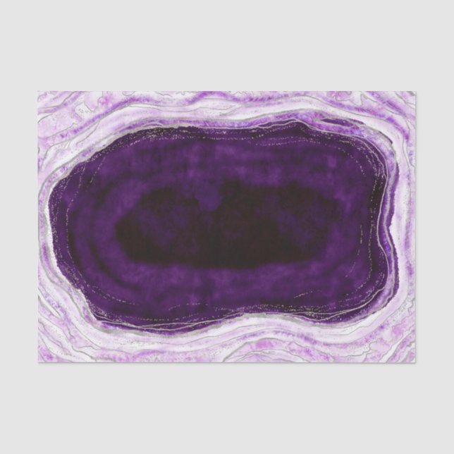 Amethyst Lila & Silver Geode Agate Rock Wedding Seidenpapier (Vorderseite)
