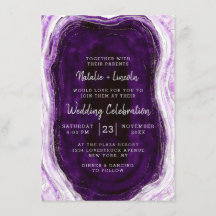 Amethyst Lila & Silver Geode Agate Slice Wedding
