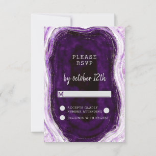Amethyst Lila & Silver Geode Wedding RSVP Antwort