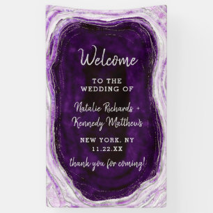 Amethyst Lila & Silver Geode Wedding Willkommen Banner