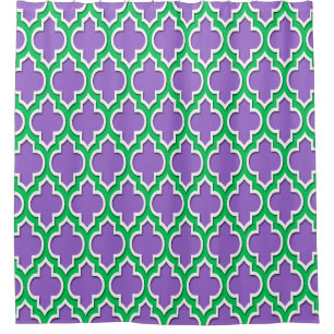 Amethyst Lila Smaragdgrün Wht XL Marokkanisch #4DS Duschvorhang