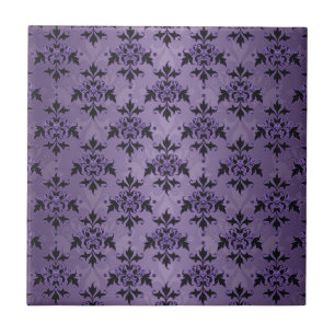 Amethyst Lila und Black Damask Fliese