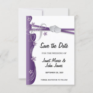 Amethyst Lila und Silber Save The Date