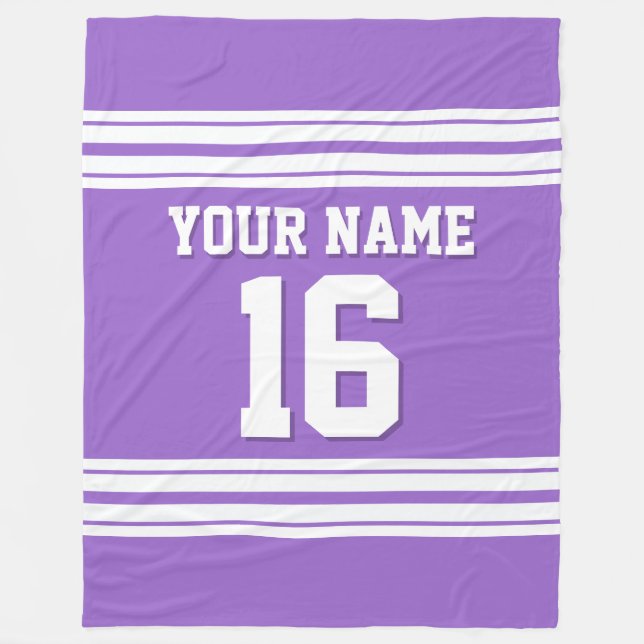 Amethyst Lila White Sports Jersey Fleecedecke (Vorderseite)