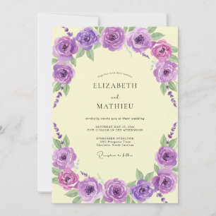 Amethyst-Limonen-Blüten-Hochzeit Einladung