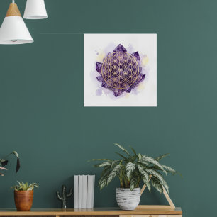 Amethyst-Lotus-Heilige-Geometrie-Kunst drucken S Poster