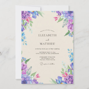 Amethyst Magenta Blütenhochzeit Einladung