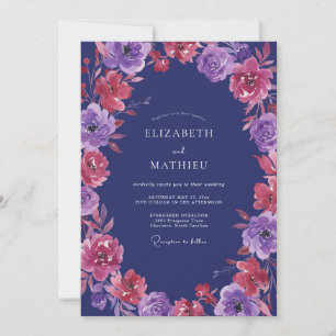 Amethyst Magenta Ranunculus Eukalyptus Hochzeit Einladung