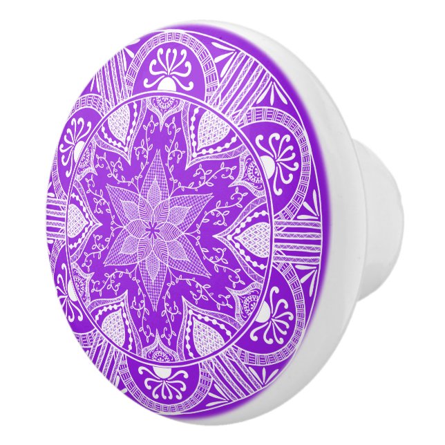 Amethyst Mandala Keramikknauf (Rechts)