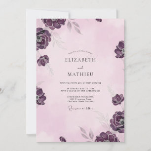 Amethyst-Mauve-Aquarell-Hochzeit Einladung