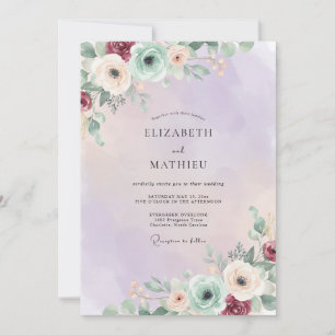 Amethyst Meeresschaum Ranunkel Eukalyptus Hochzeit Einladung