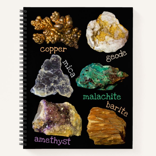 Amethyst Mica Copper Barite Malachite Geode Rocks  Notizbuch (Vorderseite)