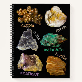 Amethyst Mica Kupfer Barite Malachite Geode Rocks Notizbuch