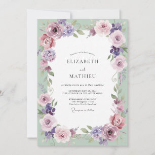 Amethyst-Minz-Foliage Graue Eukalyptus-Hochzeit Einladung