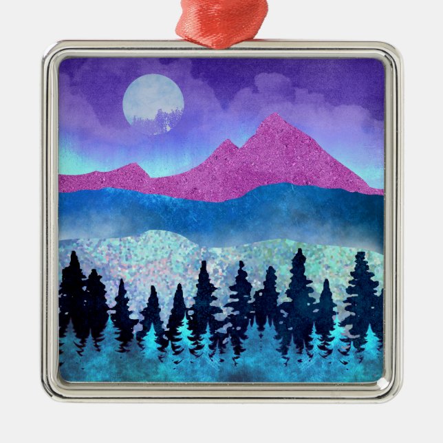 Amethyst Mist Mountains Ornament Aus Metall (Vorne)