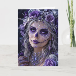 Amethyst-Mond-Calavera – Lila Tag der Toten Karte