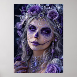 Amethyst-Mond-Calavera – Lila Tag der Toten Poster