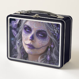Amethyst Moon Calavera – Purple Day of the Dead Metall Brotdose