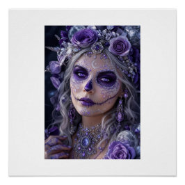 Amethyst Moon Calavera – Purple Day of the Dead Poster