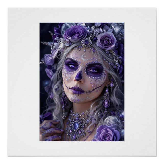 Amethyst Moon Calavera – Purple Day of the Dead  Poster (Vorderseite)