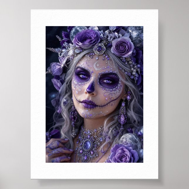 Amethyst Moon Calavera – Purple Day of the Dead  Poster (Vorne)