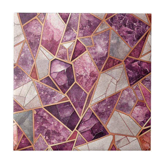 Amethyst-Mosaik – Gebrochenes Glas - Lila Fliese (Vorderseite)