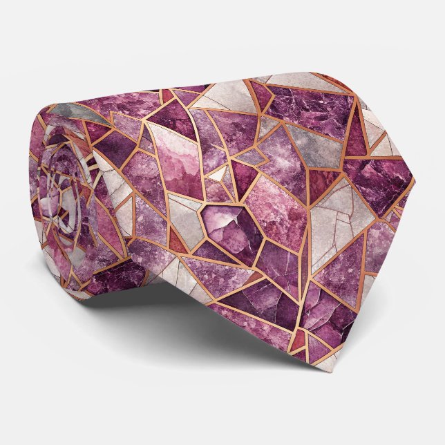 Amethyst-Mosaik – Gebrochenes Glas - Lila Krawatte (Gerollt)