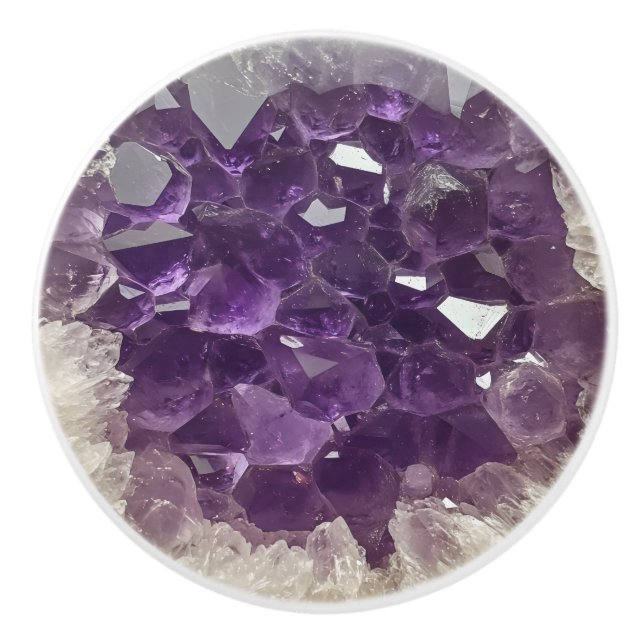 Amethyst Nature Gemstone Pattern Keramikknauf (Vorderseite)