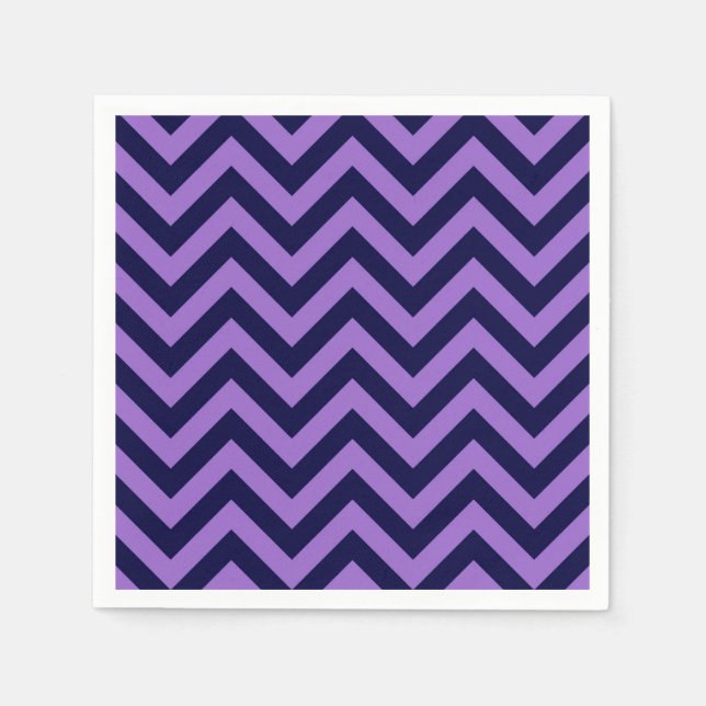Amethyst, Navy Blue Large Zickzack ZigZag Muster Serviette (Vorderseite)