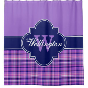 Amethyst Navy Blue Madras Kariert 1I CB Ribbon Nam Duschvorhang