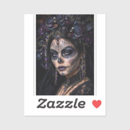 Amethyst Orchid Calavera – Gothic Sugar Skull Aufkleber