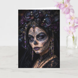 Amethyst Orchid Calavera – Gothic Sugar Skull Karte
