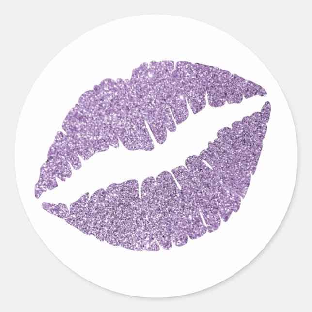 Amethyst Orchid Glitzer Lippen zum Drucken Runder Aufkleber (Vorderseite)