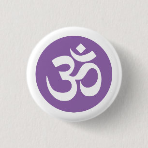 Amethyst Orchid und White Om Symbol Abzeichen Button