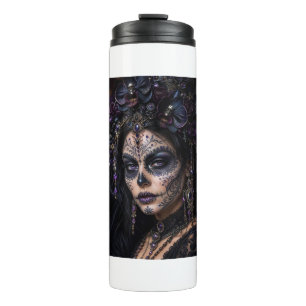 Amethyst-Orchidee Calavera – Gothic Zucker-Schädel Thermosbecher