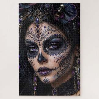 Amethyst-Orchidee Calavera – Gotischer Zuckerschäd Puzzle