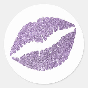 Amethyst-Orchidee Glitter-Lippen-Druck Runder Aufkleber