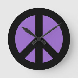 Amethyst Peace Sign Wall Clock Runde Wanduhr