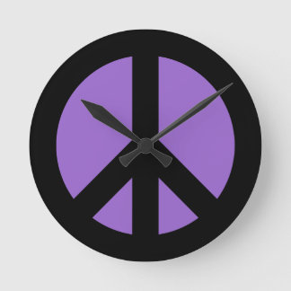 Amethyst Peace Sign Wall Clock Runde Wanduhr