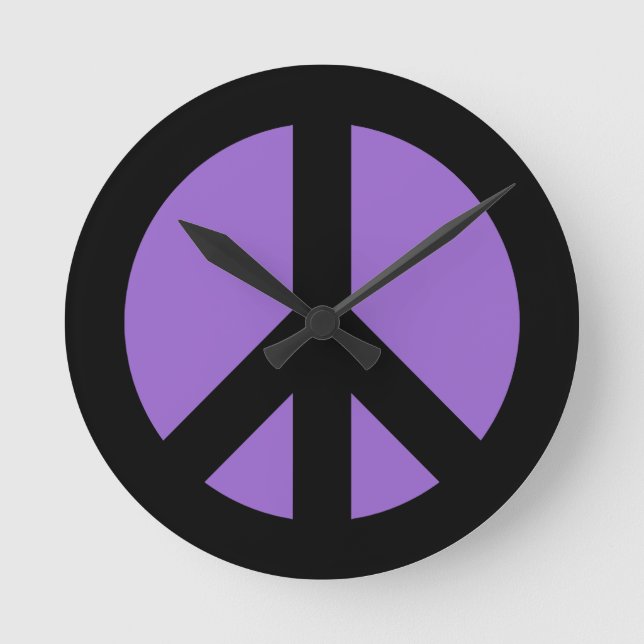 Amethyst Peace Sign Wall Clock Runde Wanduhr (Vorderseite)
