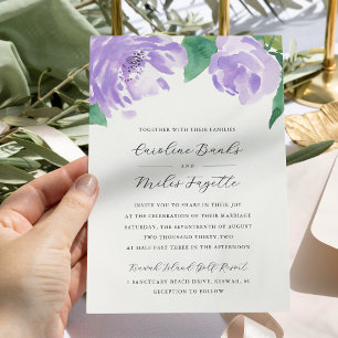 Amethyst Peony   Lavender Floral Wedding Einladung