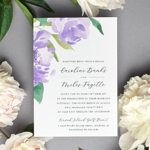 Amethyst Peony   Lavender Floral Wedding Einladung