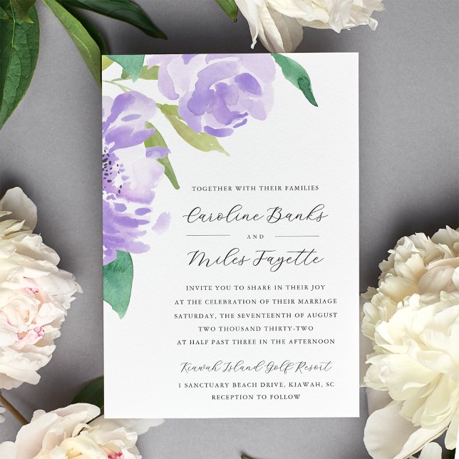 Amethyst Peony | Lavender Floral Wedding Einladung (Von Creator hochgeladen)
